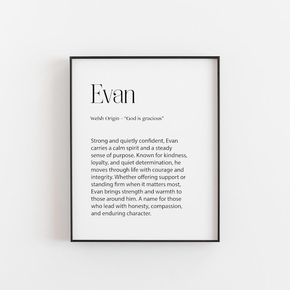 Evan Name Meaning Definition Print Welsh Origin God Is Gracious