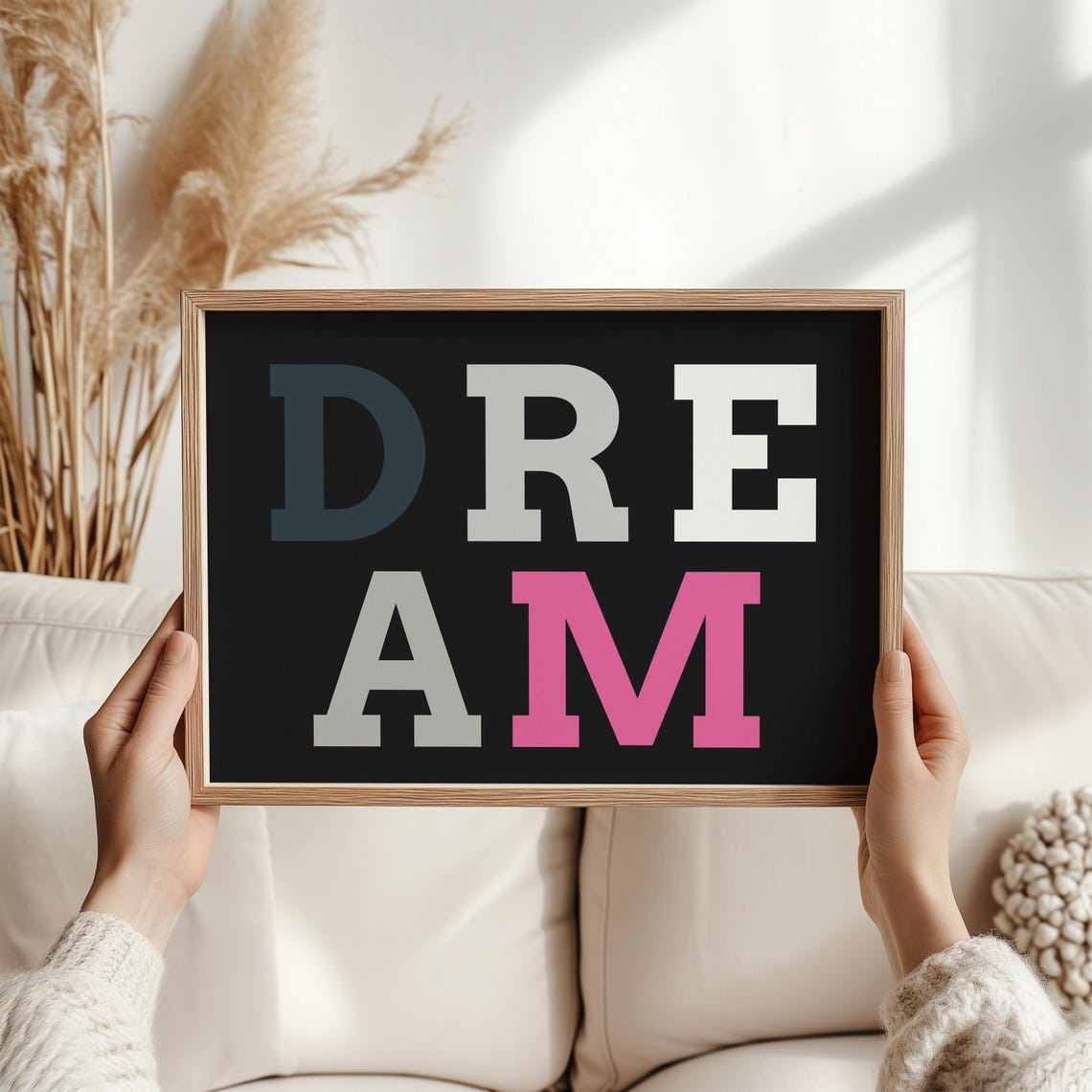 Dream Bold Block Letter Print Colorful Modern Motivational Wall Decor - Image 3
