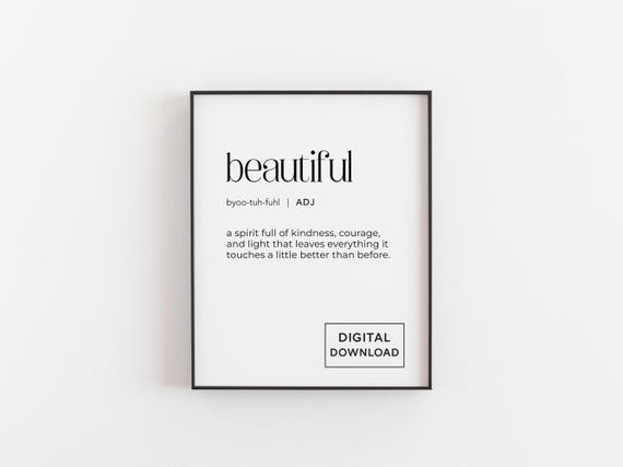 Beautiful Definition Typography Quote Art Print