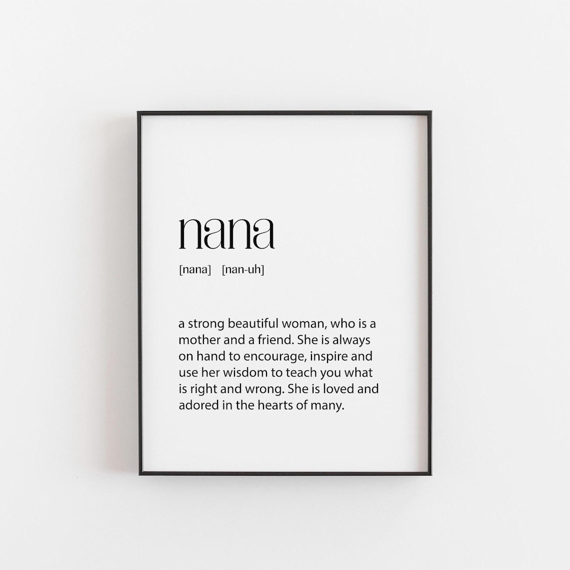 Nana Definition Art Print, Family Typography Decor