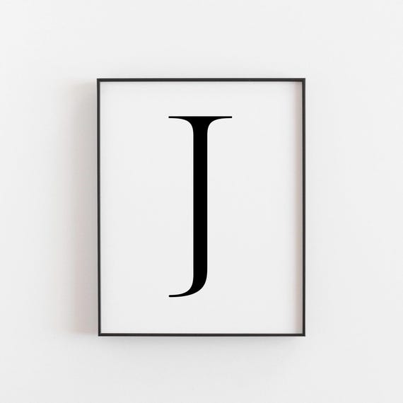 Letter J Print, Modern Minimalist Typography Art Print