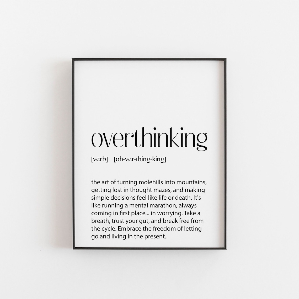 Overthinking Definition Print, Minimalist Wall Art
