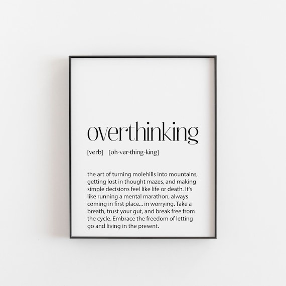 Overthinking Definition Print, Minimalist Wall Art