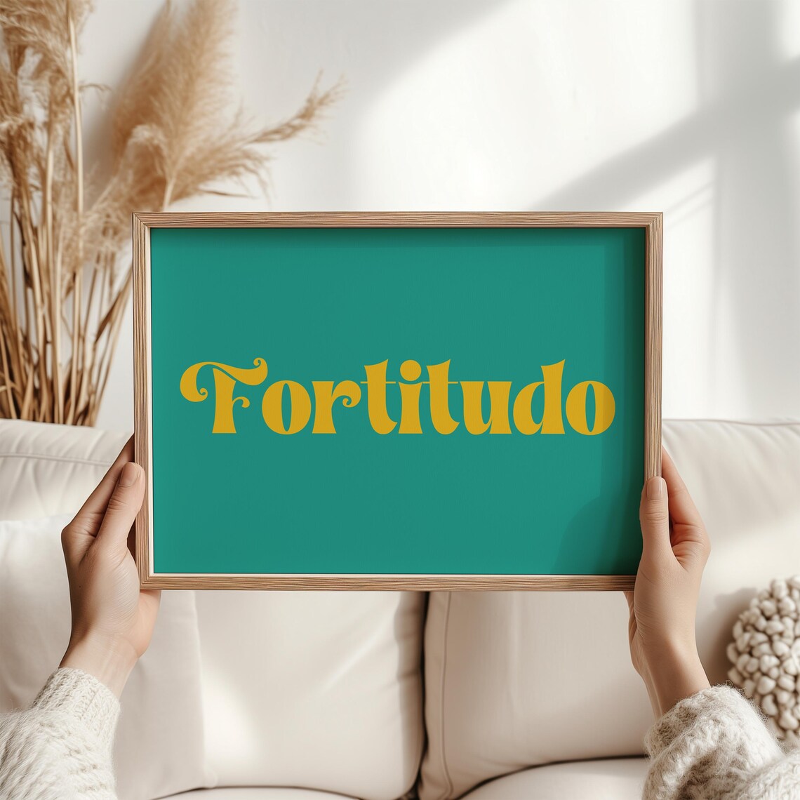 Fortitudo Latin Strength Courage Coral Bold Retro Word Poster - Image 3