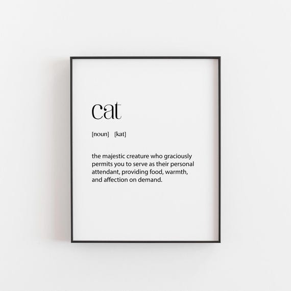 Cat Funny Dictionary Definition Quote for Cat Lovers Wall Poster