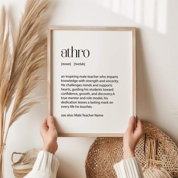 Personalised Welsh Male Teacher Gift, Art Print