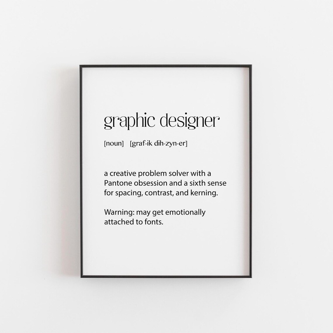 Graphic Designer Definition Funny Typography Print Gift For Creatives Studio