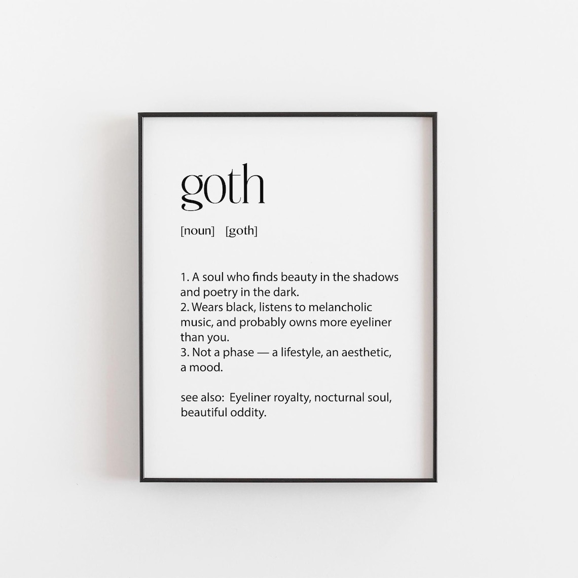 Goth Soul Definition Dark Romantic Wall Art