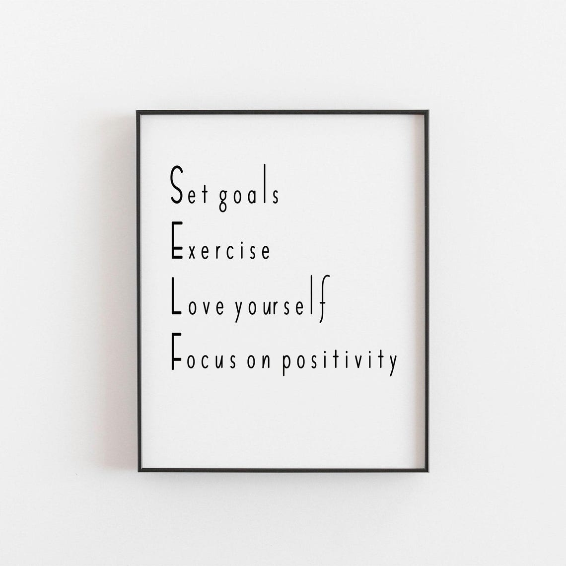 Self Care Acrostic Quote Set Goals Exercise Love Motivational Poster