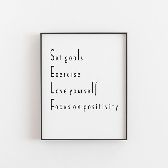 Positive Decor Self Print Therapy Art Help Poster Quote Living Room Wall Hallway Birthday Present Exercise