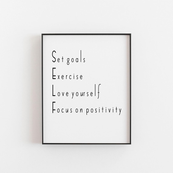 Self Care Acrostic Quote Set Goals Exercise Love Motivational Poster