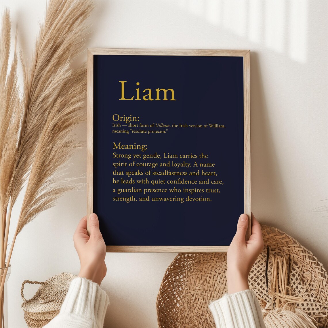 Liam Name Meaning Art Print, Nursery Decor
