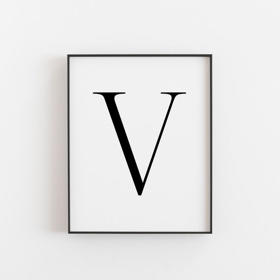 Letter V Minimalist Typography Art Print