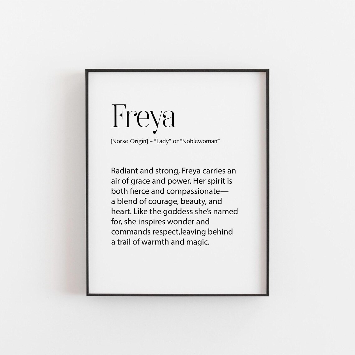 Freya Name Definition Poster, Norse Goddess