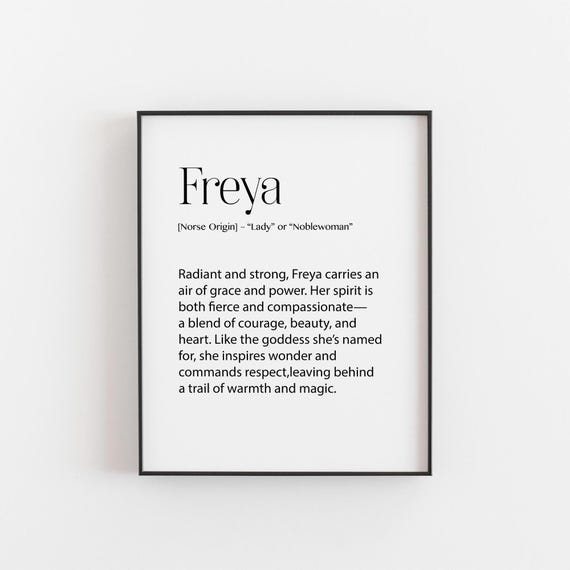 Freya Name Definition Poster, Norse Goddess