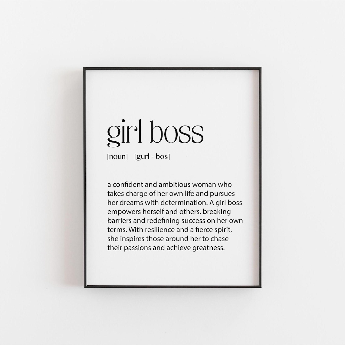 Girl Boss Definition Art Print, Motivational Quote
