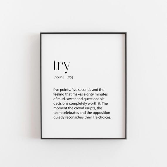 Try Rugby Print, Funny Gift For Him