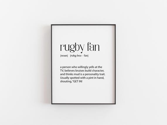 Rugby Fan Print Funny Wall Art Gift Sports Decor For Him Pub Birthday Dad Brother Or Boyfriend