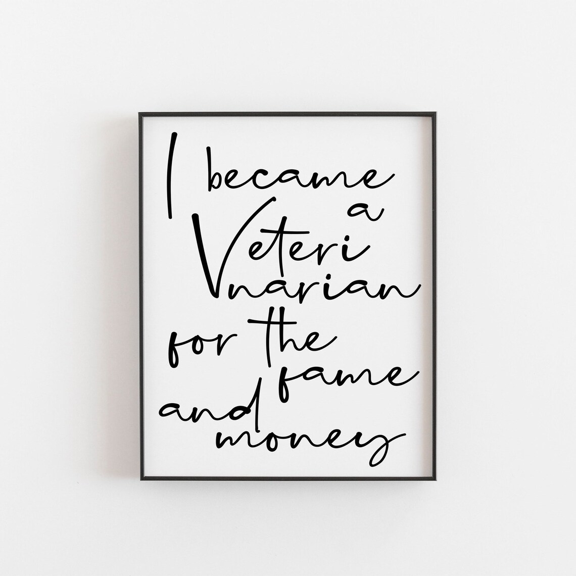 I Became A Veterinarian For Fame And Money Funny Career Poster