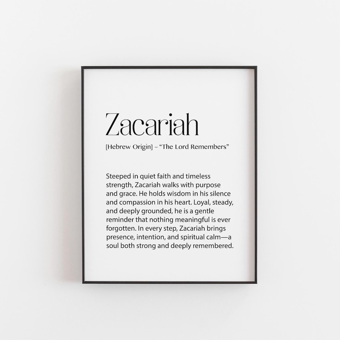 Zacariah Name Meaning Poster, Spiritual Gift