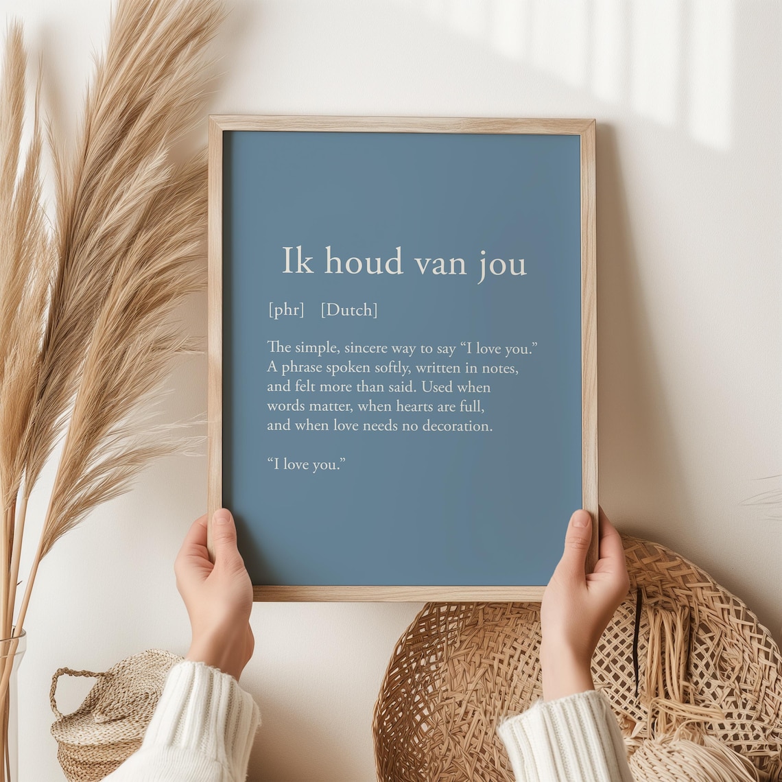 Ik Houd Van Jou Dutch I Love You Definition Blue Word Art Poster