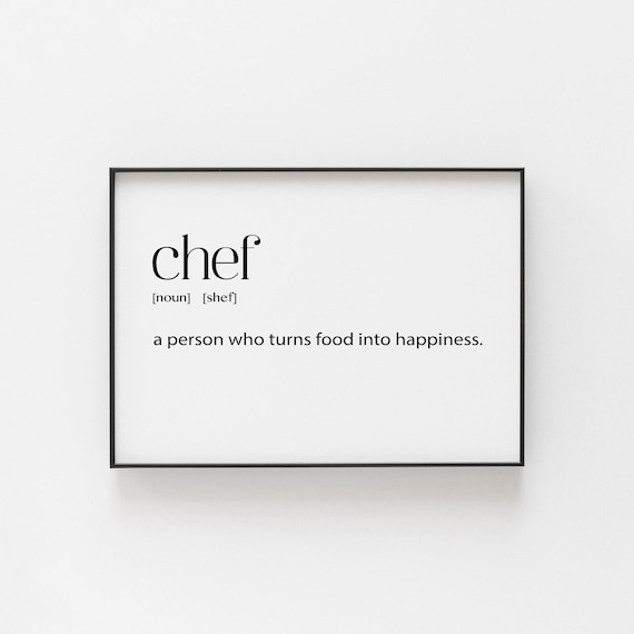 Chef Gift Birthday Dictionary Print, Kitchen Art