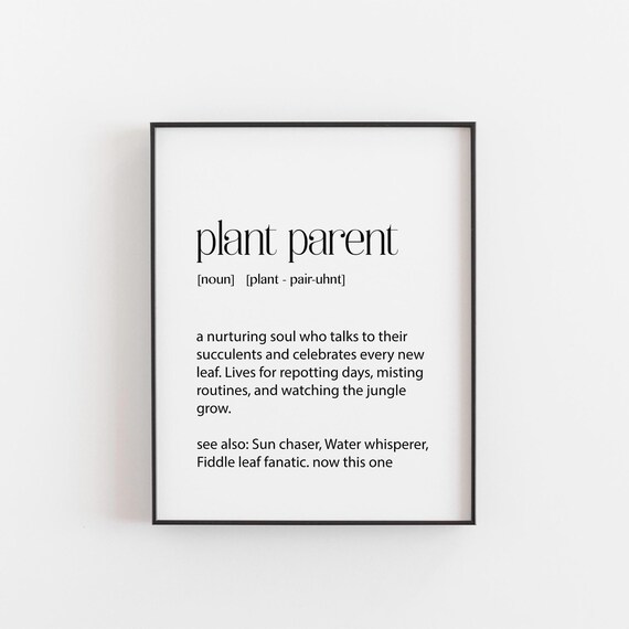 Plant Parent Funny Dictionary Definition Gardener Quote Poster