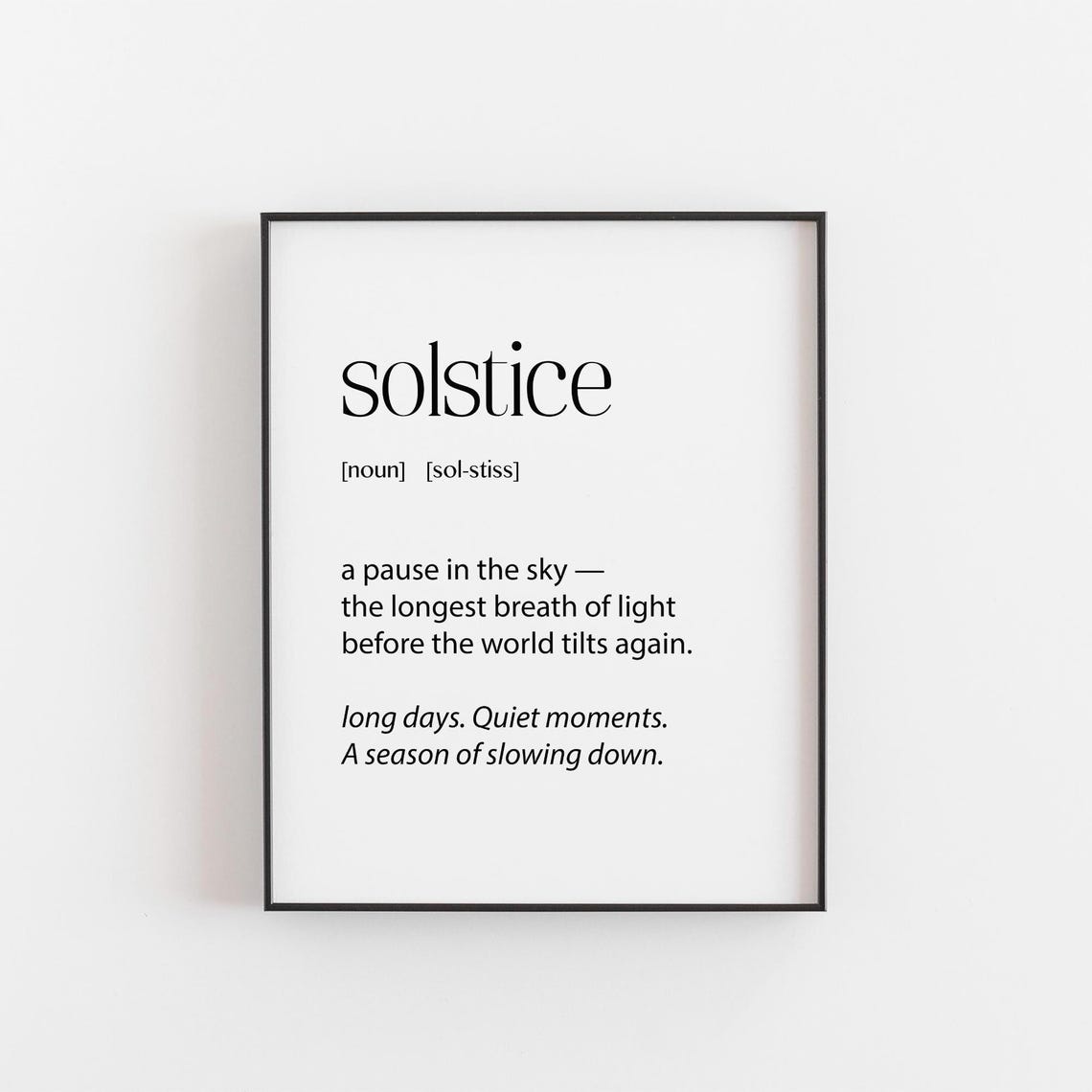 Solstice Definition Poetic Summer Light Minimalist Decor Poster