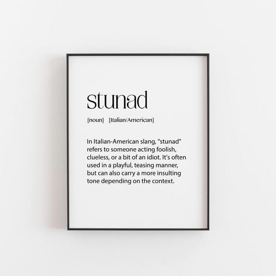 Stunad Print Funny Italian Slang Wall Art Italianamerican Decor Humorous Gift For Friends Family Nyc And New Jersey Poster