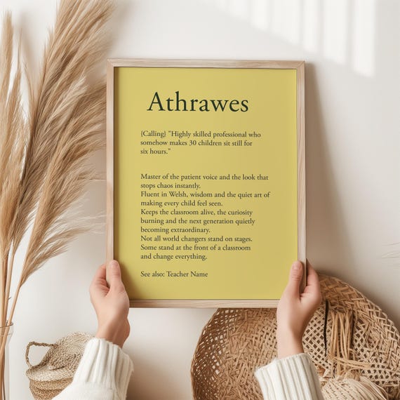 Athrawes Welsh Teacher Print Funny End Of Term Gift Thank You Wall Art