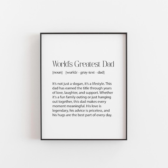 Worlds Greatest Dad Dictionary Definition Heartfelt Gift Print
