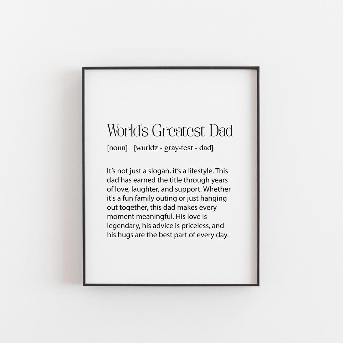 Worlds Greatest Dad Dictionary Definition Heartfelt Gift Print