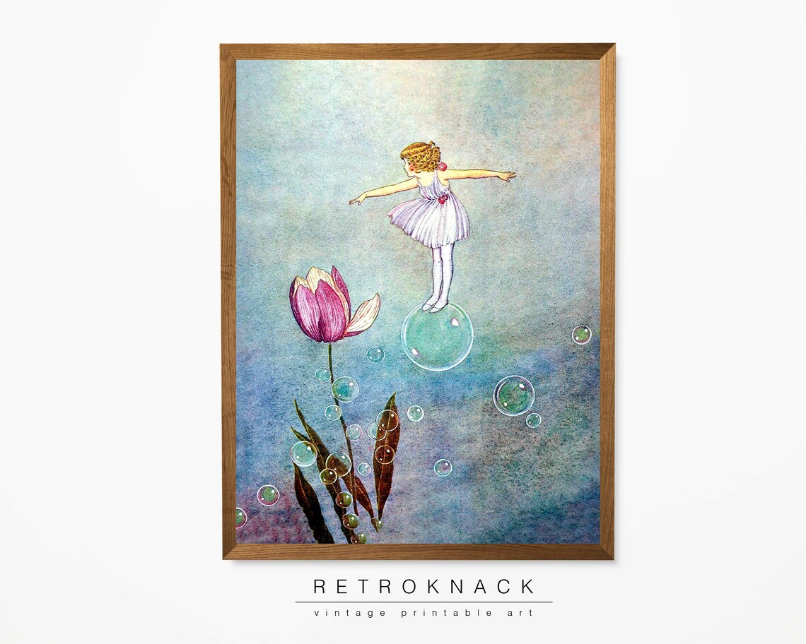 Ida Rentoul Outhwaite Bubble Fairy Dancing on Soap Bubble Nursery Print - Image 2