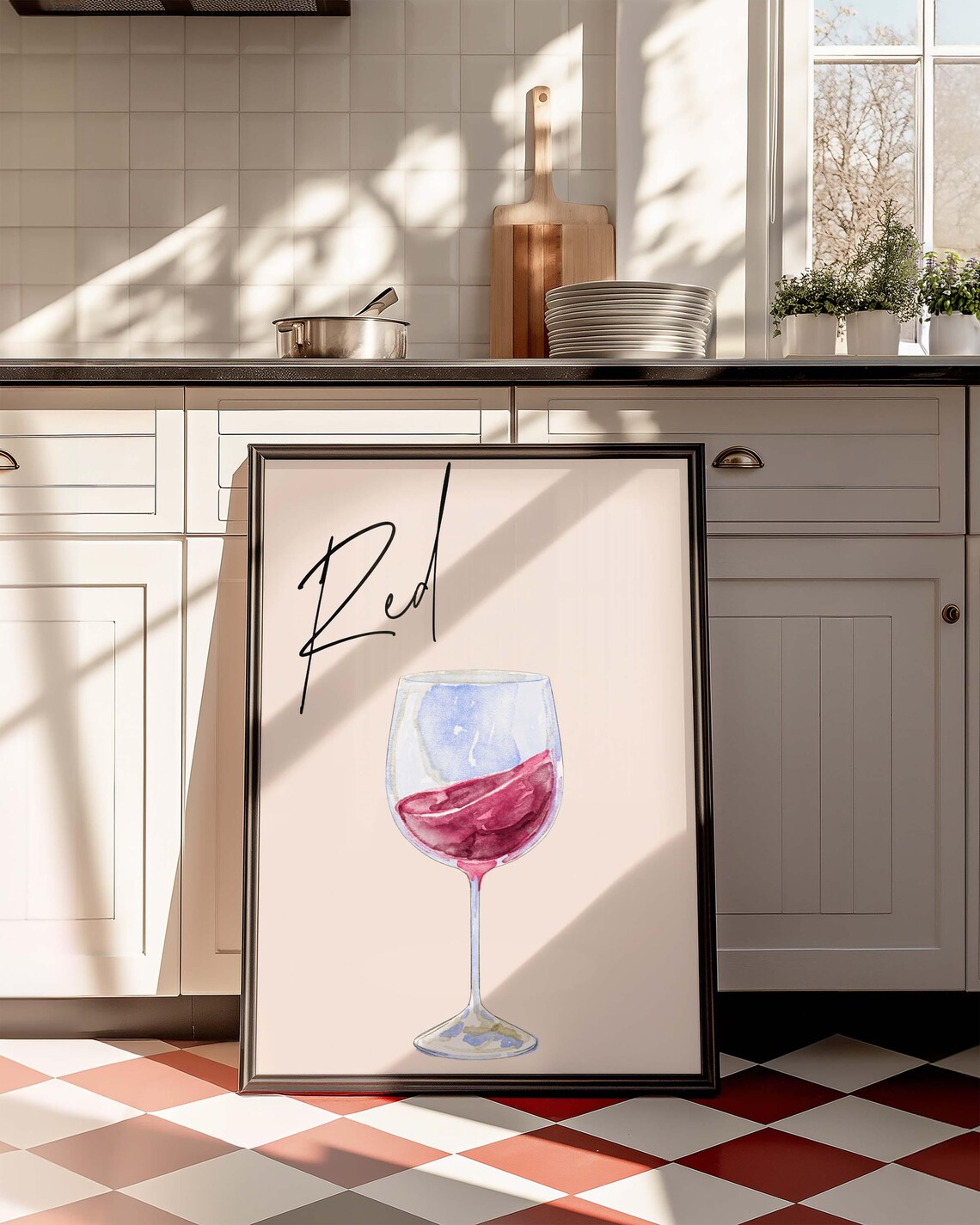 Red Wine Glass Elegant Bar Kitchen Art Print - Image 4