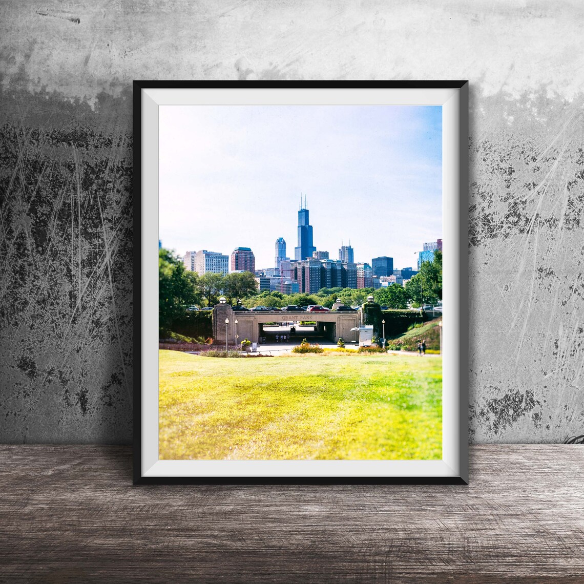Chicago Skyline from Grant Park Tunnel Willis Tower View Poster