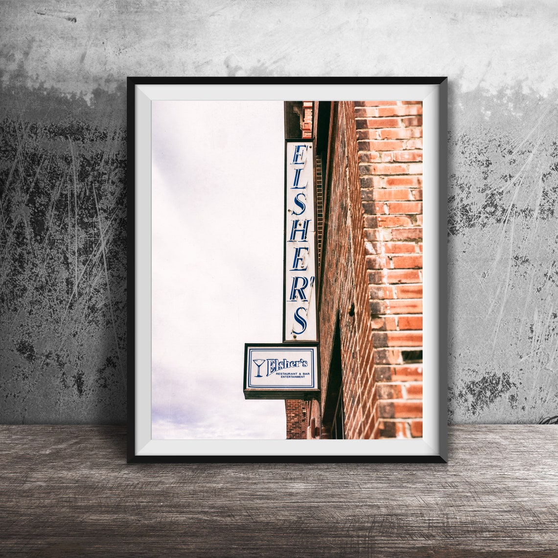 Elsher's Restaurant and Bar Vintage Brick Building Sign Poster