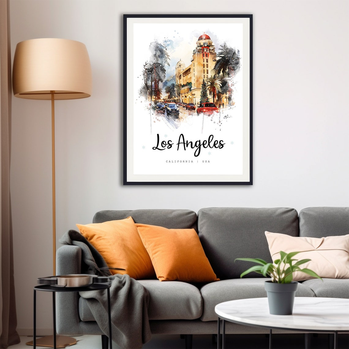 Los Angeles California Travel Poster Los Angeles City Print California Wall Art Decor Usa Prints Los Angeles Watercolor Painting - Image 4