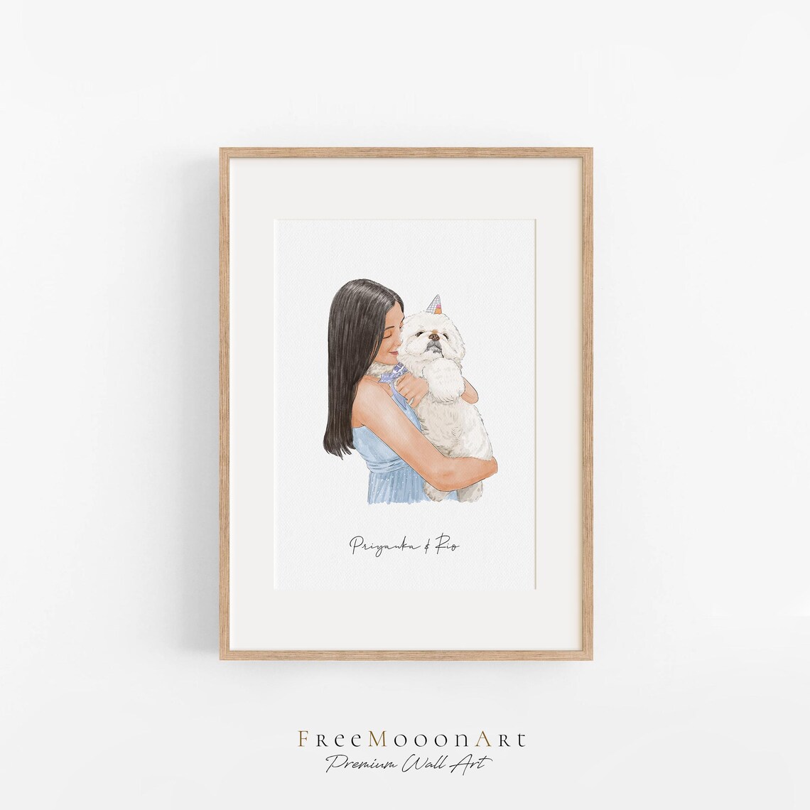 Custom Woman with Golden Retriever Watercolor Portrait Poster - Image 4