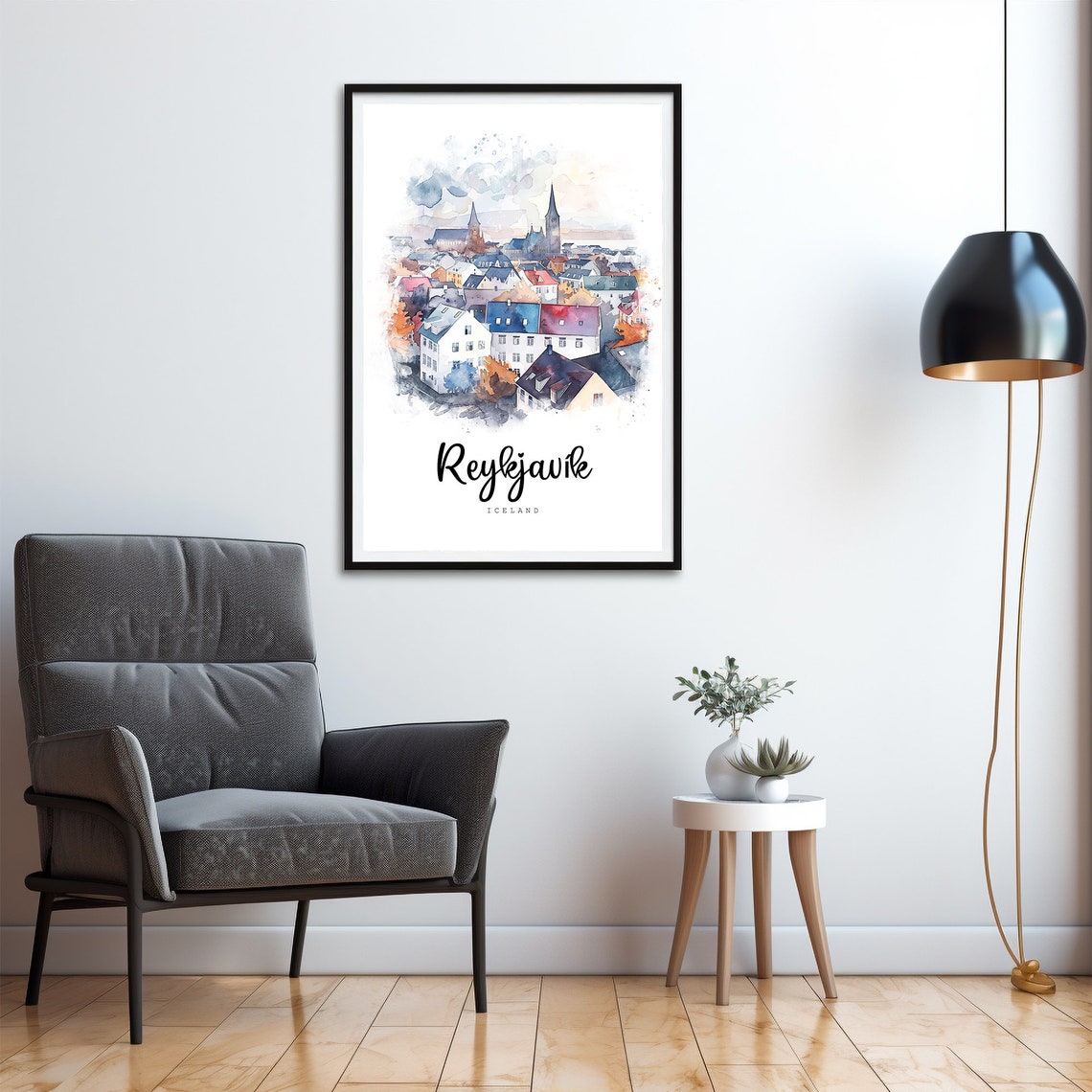 Reykjavk Iceland Travel Poster Reykjavk City Print Wall Art Europe Prints Art Watercolor Painting Travel Gift - Image 4