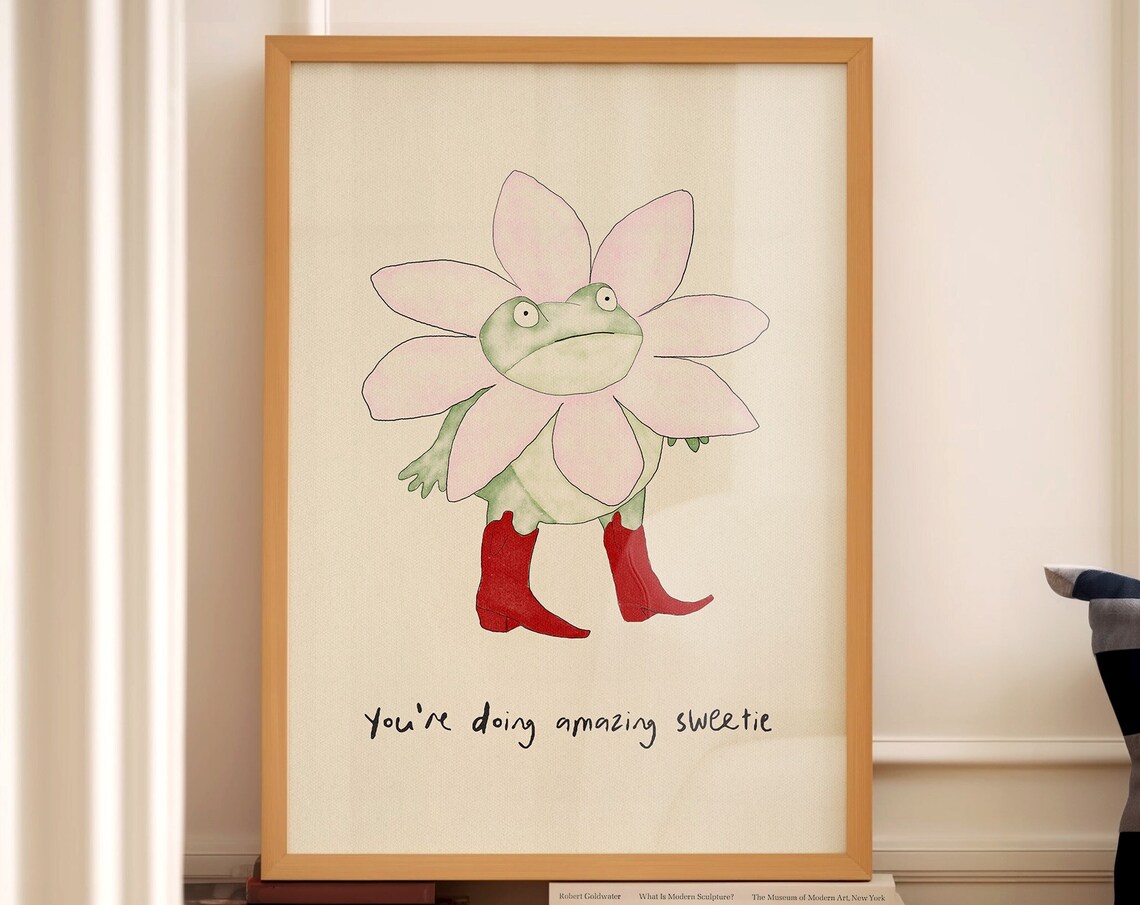 Cute Frog Print, Funny Motivational Home Office Decor - Image 4
