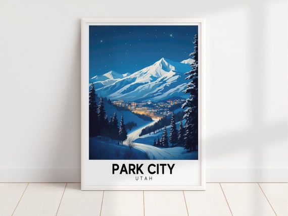 Park City Ski Resort Travel Poster Mountain Wall Art Cabin Decor Vintage Poster Ski Wall Art Wall Art