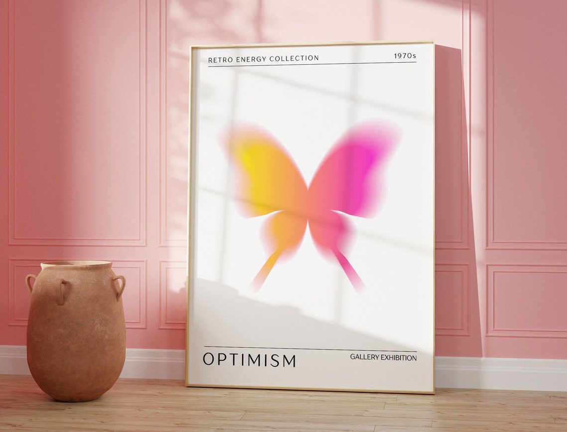 Optimism Butterfly 1970s Retro Energy Gallery Gradient Wall Art