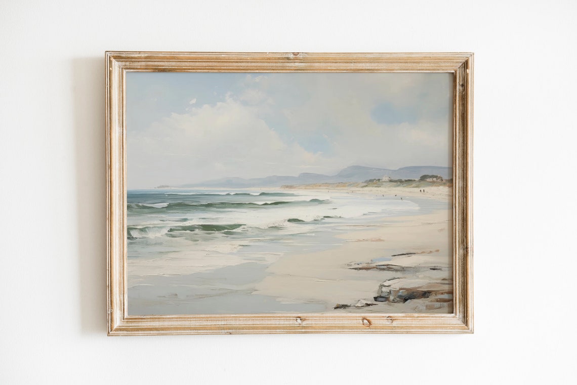 Seaside Beach With Rolling Waves Coastal Impressionist Painting Poster