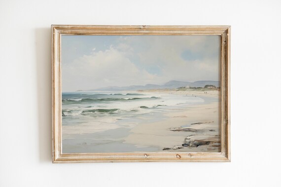 Seaside Beach With Rolling Waves Coastal Impressionist Painting Poster