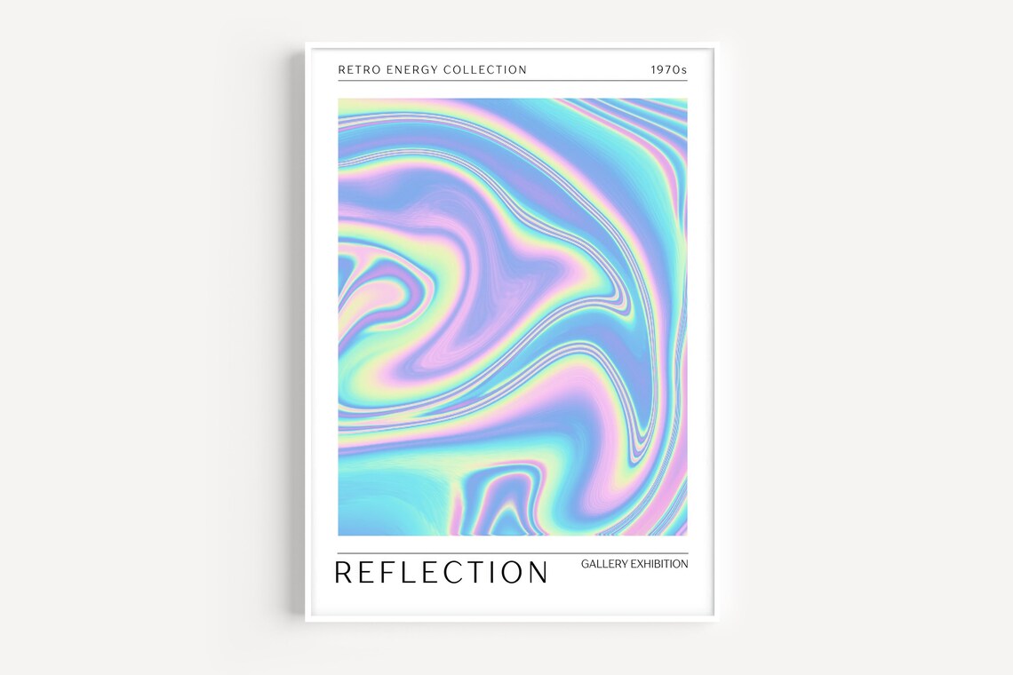 Reflection Iridescent Holographic Swirl Retro Energy 1970s Art Poster - Image 4