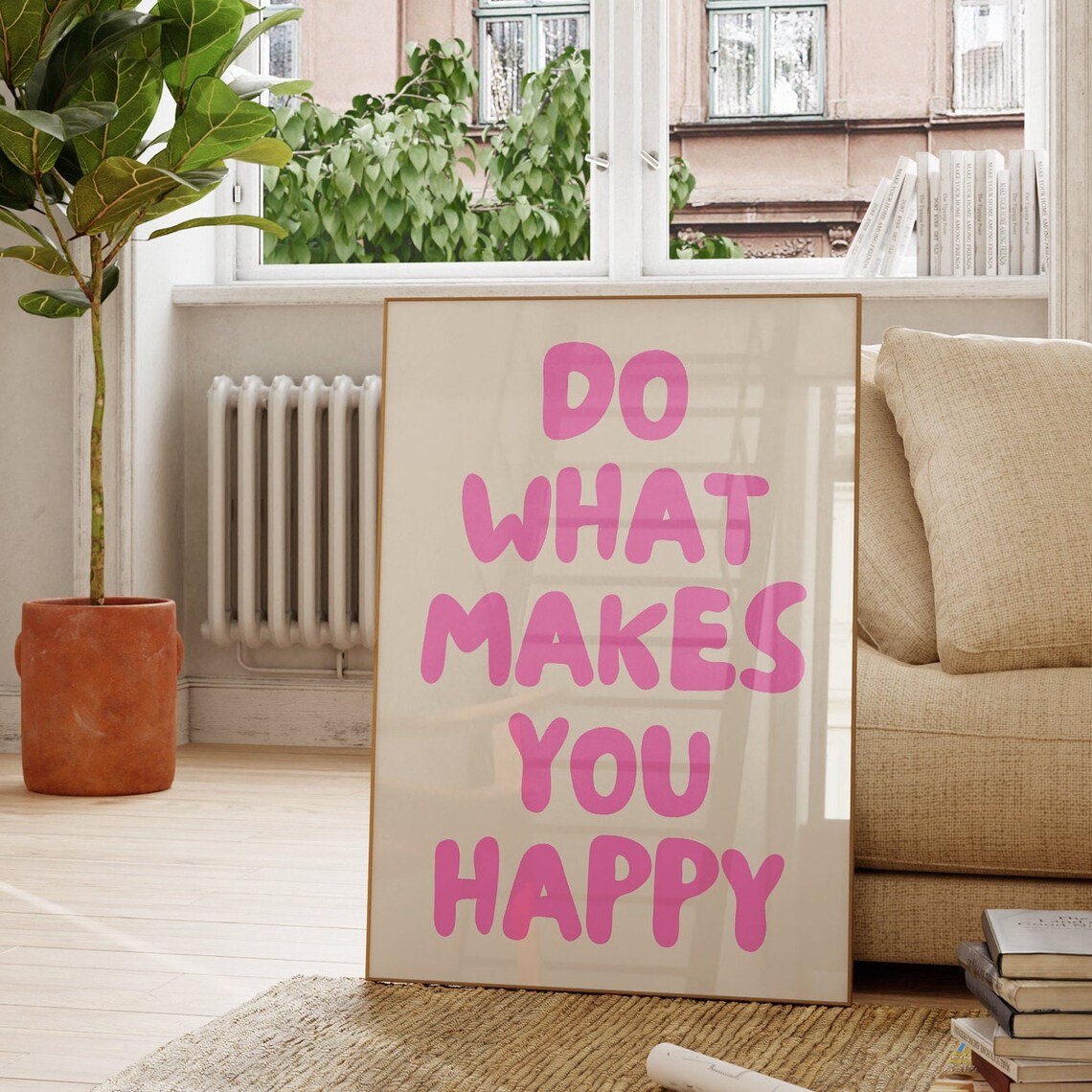 Do What Makes You Happy Typography Art Print, Retro - Image 2