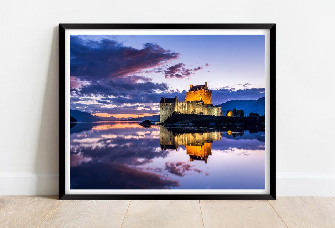 Eilean Donan Castle Scotland Twilight Glow And Loch Reflection Poster