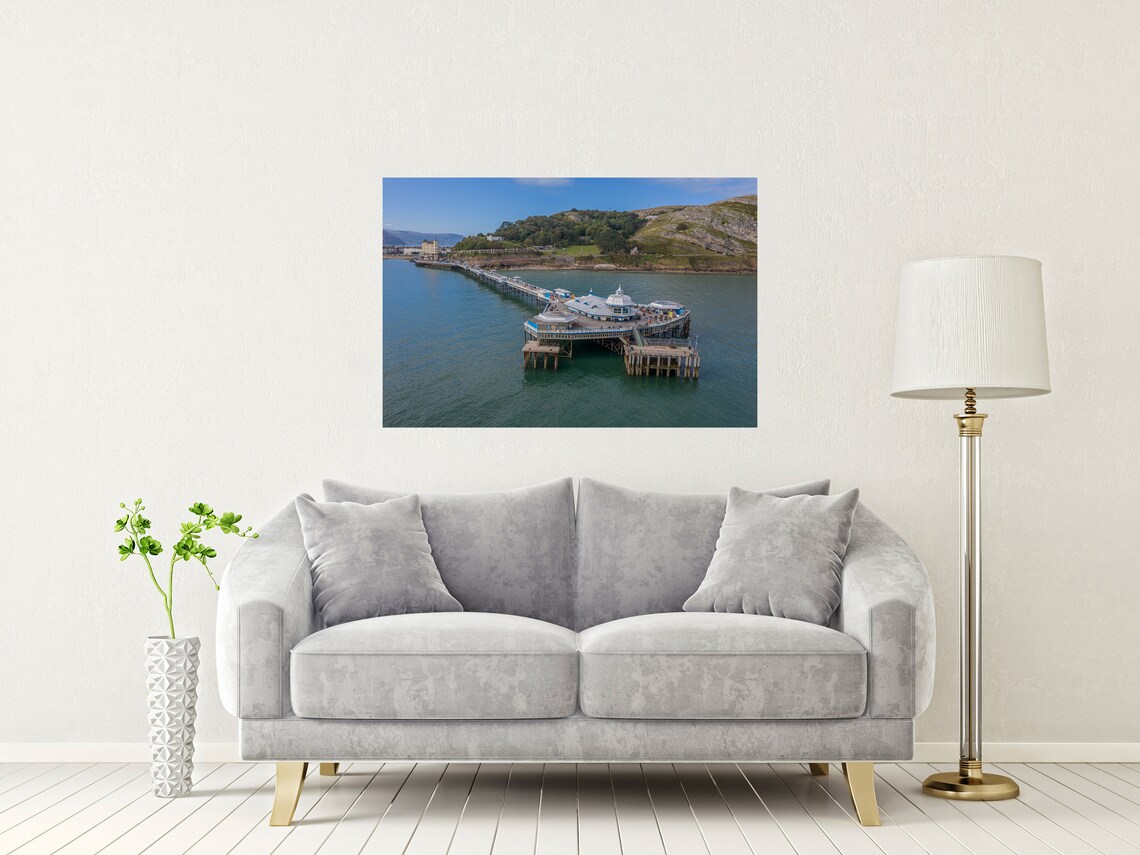 Llandudno Pier Conwy Wales Aerial View Seaside Resort Poster - Image 2