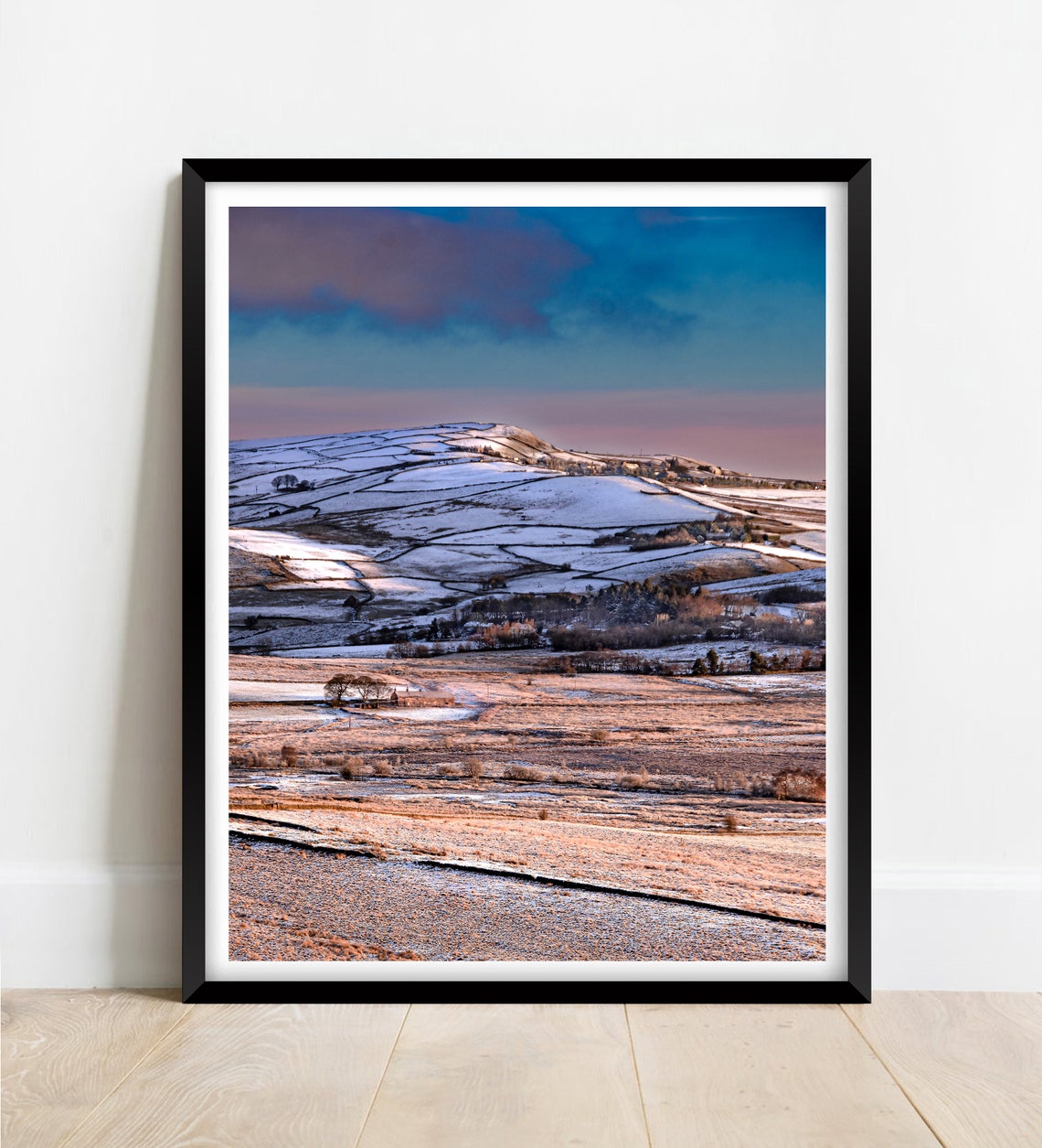 Flash Staffordshire Moorlands Snow Dusted Hills Winter Poster