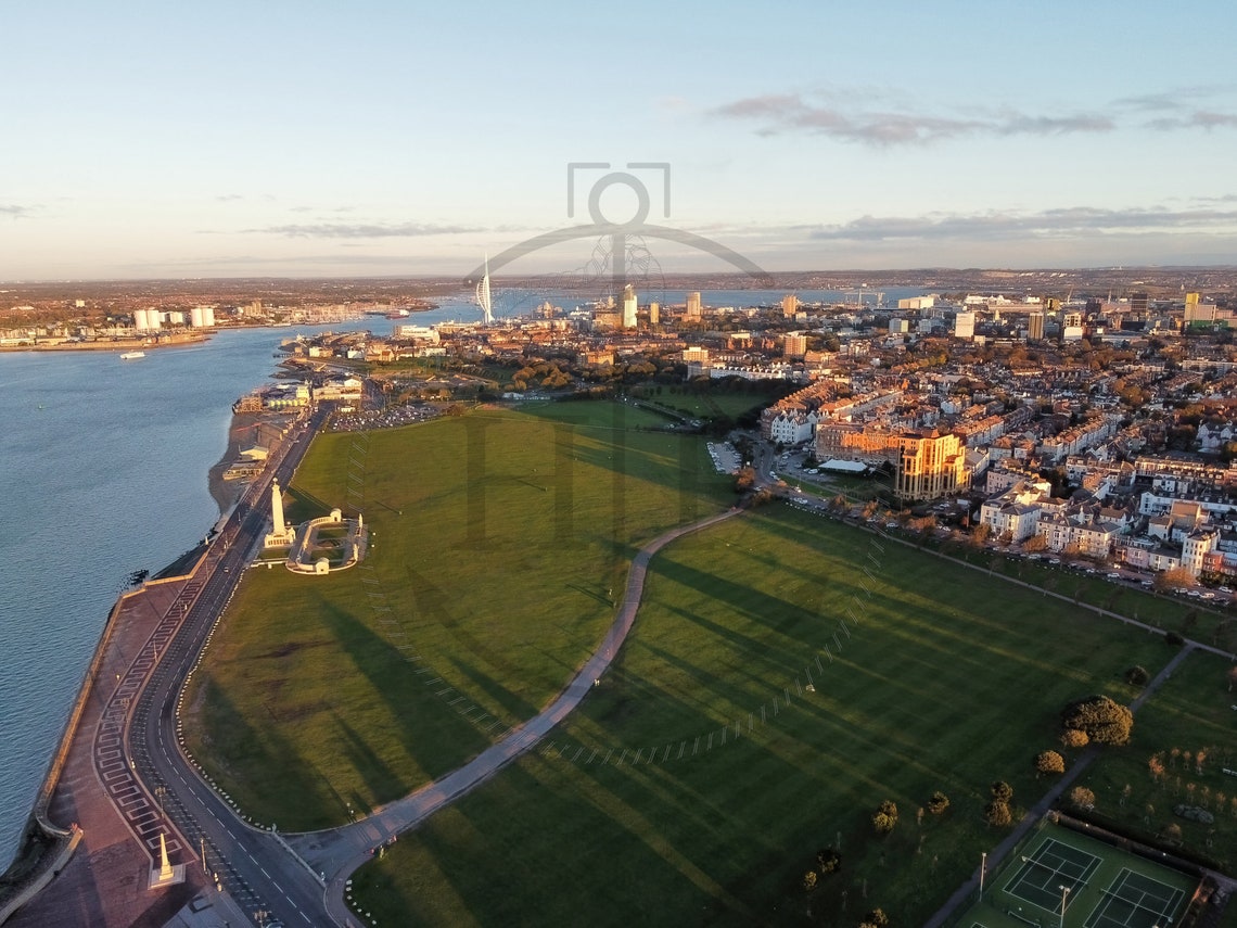Southsea Common Portsmouth Sunset Aerial Seafront View Poster - Image 3